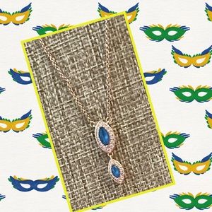 Rose gold tone sapphire and cubic zirconia pendant necklace